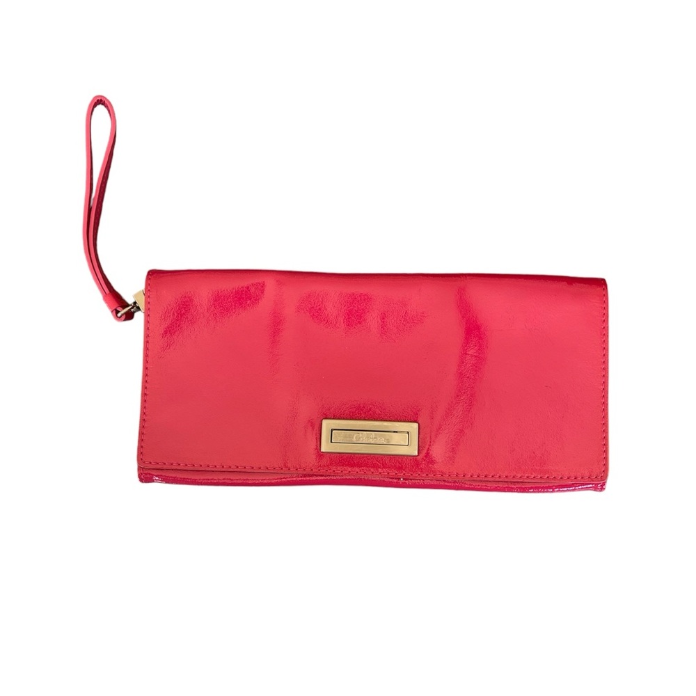 Cole Haan Fuschia Hot Pink Patent Leather Pouch Wristlet Clutch Formal Barbie